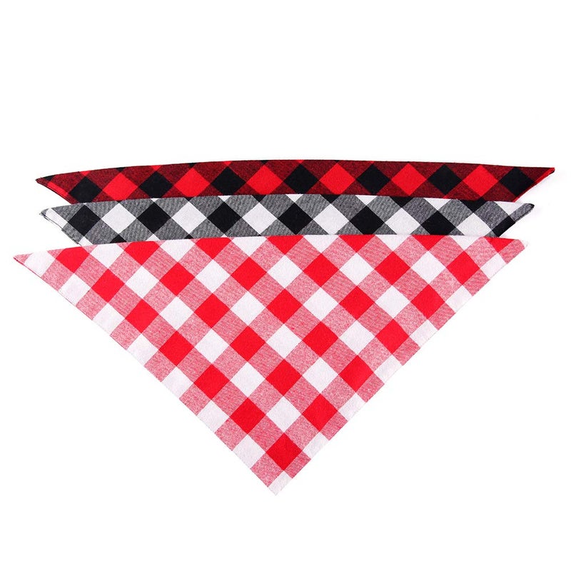 YAKA Pet Dog Bandana Triangle Bibs Scarf, Double-Cotton Plaid Printing Kerchief Set Accessories for Small and Medium Dog (Small/Neck Circumference suitable8.6-15inch, Black and White lattices) - Image 5